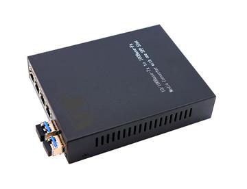 2FX 4TX 10/100/1000M Fiber Ethernet Media Converter 4 RJ45 Ports & 2 Fiber Ports