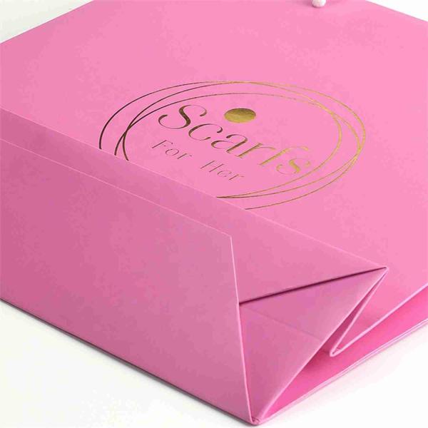 Personalized Pink Printed Paper Gift Bags Laminated Euro Tote Shopping Bags for Retail Shopping