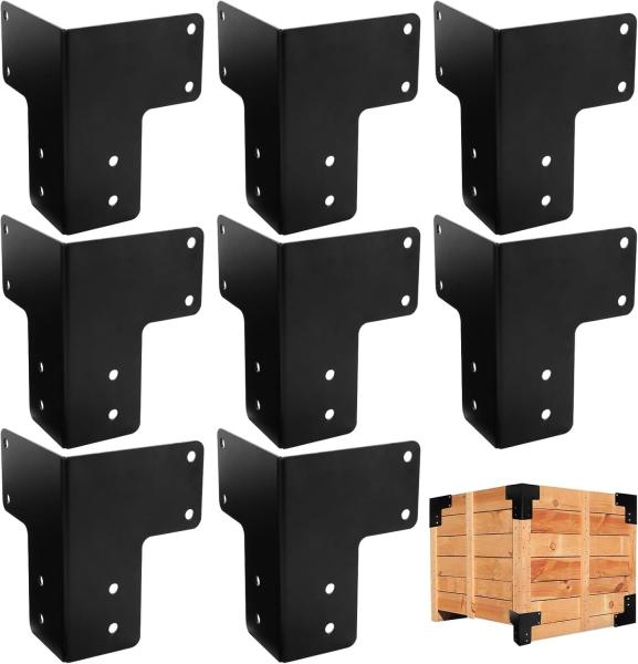 Corner Mount Metal Workbench Brackets 8Pcs Black Powder Coated For Deck Edge