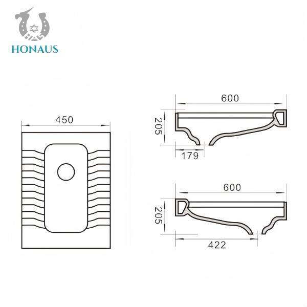 600*400*205mm Large Squatting Pan Anti Scratch Glaze For Shopping Center