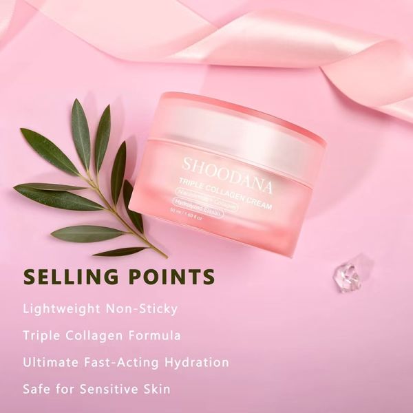 OEM ODM Vegano orgánico Triple Colágeno Empresa de reparación Crema facial humectante para piel seca hidratante profunda mantequilla de karité retinol