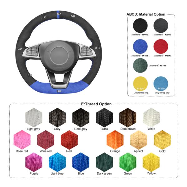 MEWANT Alcantera Steering Wheel Cover for Mercedes C E S SL GLC GLE CLA CLS Class AMG