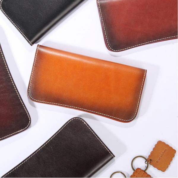 Vegetable Tanned Leather Wallet Mens Long Wallet Womens Leather Wallets