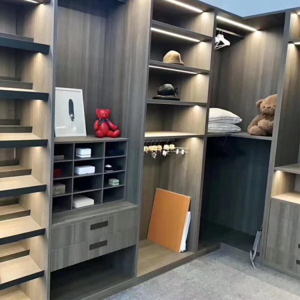 Modern Glass Door Wooden Walk In Closet Wardrobe Bedroom Furniture