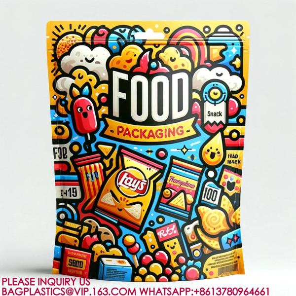Resealable Zip Stand-Up Pouch Candy Snack Cookie Bag Plastic Packaging Aluminum Foil Bag