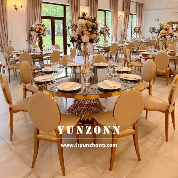 Modern Luxury Dining Table Stable Slatted Base Stainless Steel Marble/MDF/Glass Table