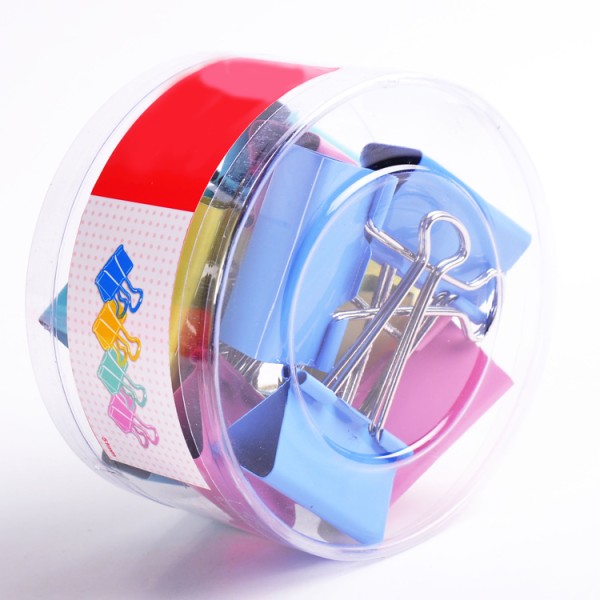 PVC box metal 51mm wholesale assorted color binder clips