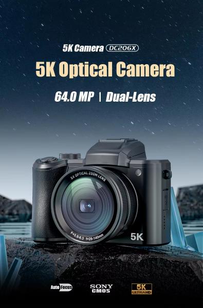 Appareil photo numérique rétro 5K Wifi 64MP 3,2 pouces OEM, appareil photo numérique optique professionnel pour la vidéo et le vlogging, pour la diffusion en ligne