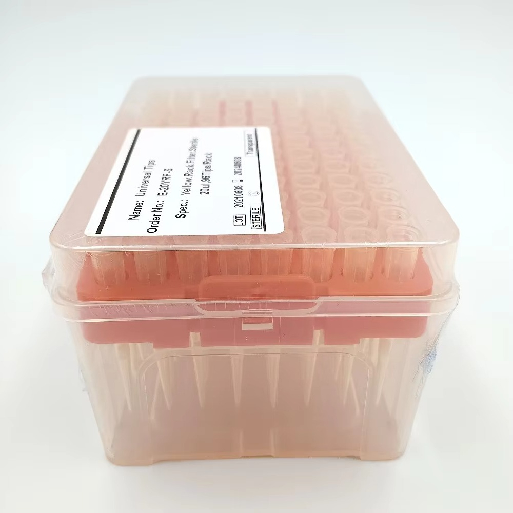 Sterile Enzyme-free 20ul PP/PE Micro Custom Filter Pipette Tips 96Pcs/Box for Laboratory Use