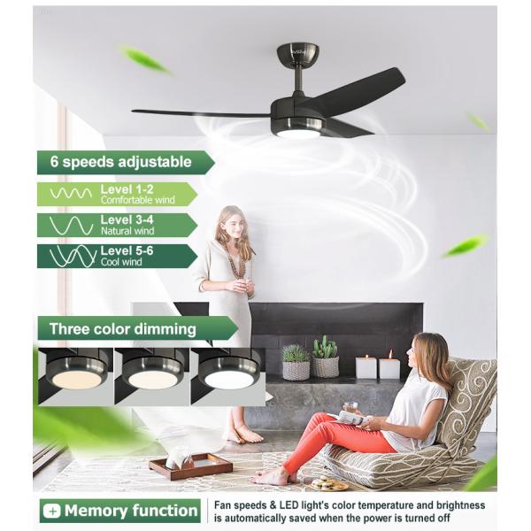 Умный контроль светодиодный потолочный вентилятор для небольших помещений в домашнем офисе 48 дюймов яркий свет