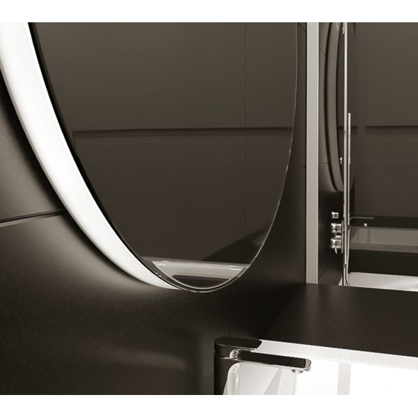 Modern 24in Glass Bathroom Mirror LED Illuminated Smart Anti-Fog Frameless Wall Mounted Touch Switch IP44 Rated for Apartments