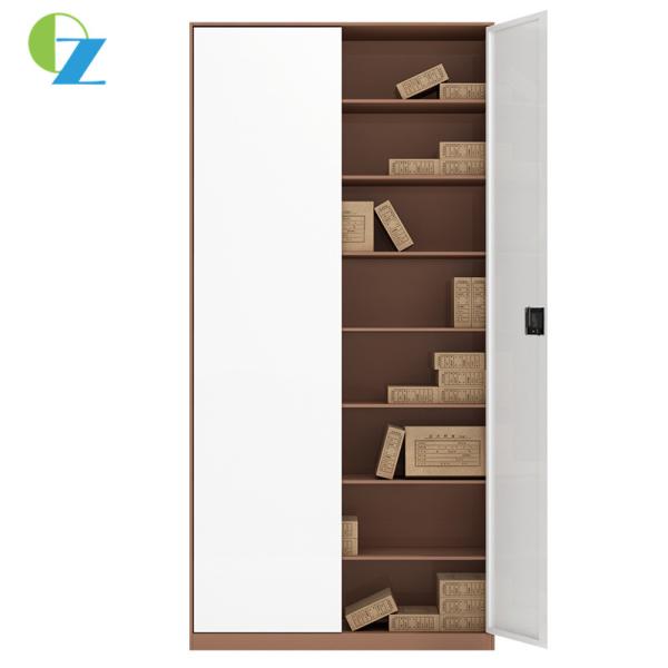 Gray 2 Swing Door Steel Office Cupboard With 5 Shelves Steel Document Filing Cabinet
