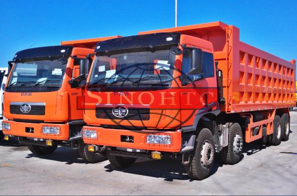 40 Ton Heavy Duty Dump Truck , 8x4 FAW Tipper Trucks LHD / RHD Power Assistant Steering