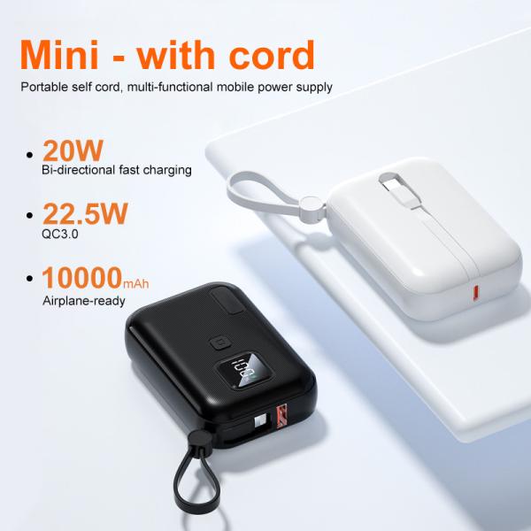 PD 22.5W mini power bank 10000mAh carregamento super rápido com display LED