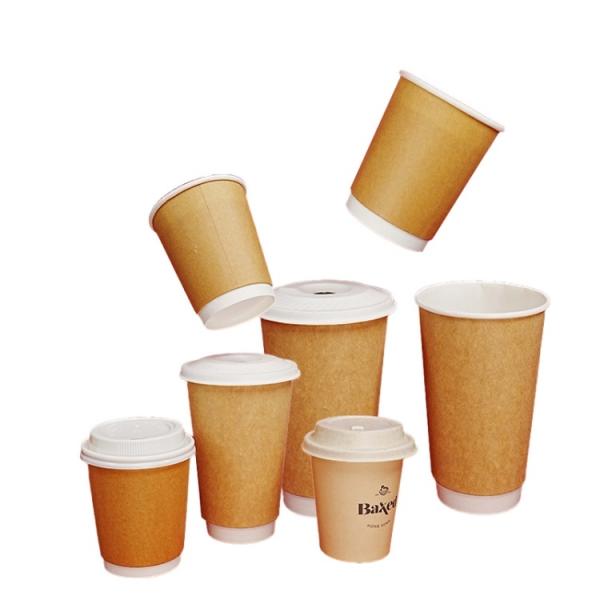Venta al por mayor de vasos de papel desechables para café con impresión personalizada de logotipos, vasos de papel de doble capa