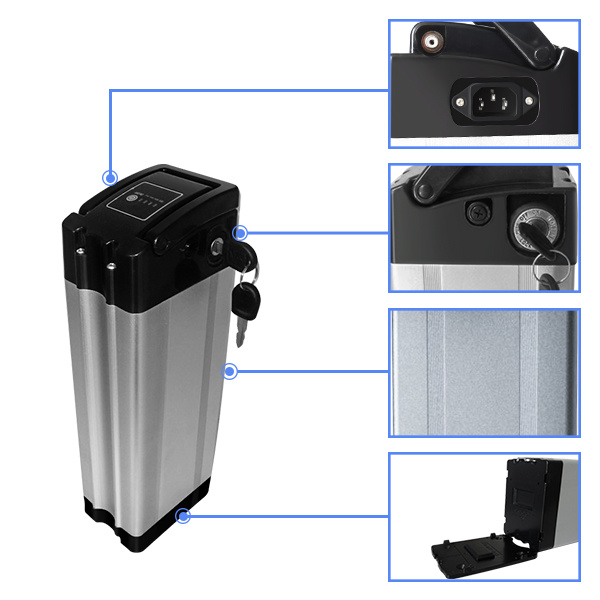 24V 48V Алюминиевый корпус Серебряный рыбный сиденье трубки Эбике перезаряжаемая батарея Замена батарейки Батарея E-Bike