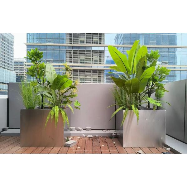 Personalized Engraved Stainless Steel Planter Box with Custom Text/Pattern