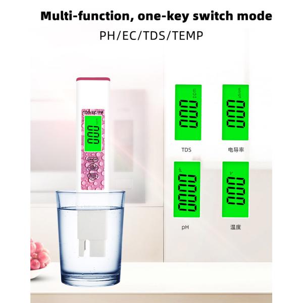 Back Light Display 4 in 1 Water Test Pen for Home Swimming Pool and Aquaculture Control