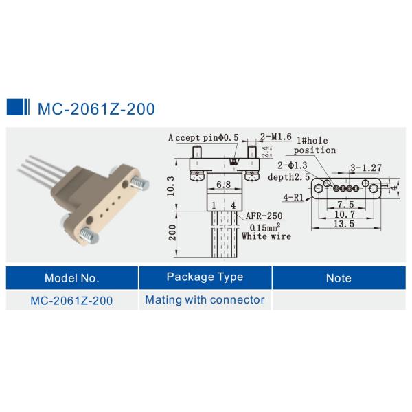 Multi-pin Gold Plated 4-Pin Header With Hermetic Connectors MC-677-JH for Glass Material 7052