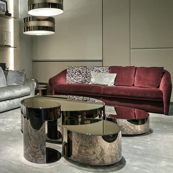 Latte de aço inoxidável secional Couchtisch da mesa de centro redonda luxuosa de 0.9m