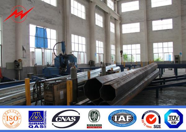 20m Electric Galvanized Electric Power Steel Pole Single Arm Type For 110KV Transmission Tower