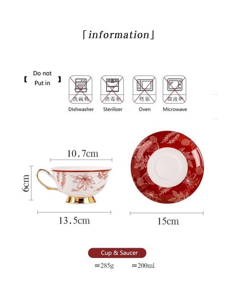 Copo de Ornamento de Natal 2023 Set de Taça de Porcelana Caixa de Presente Copas de Café de Cerâmica para Presente