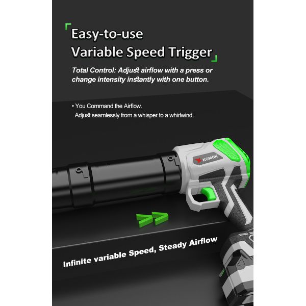 TurboBrushless Leaf Blower | 395 CFM & 22000 RPM Motor | 21V Cordless with 2 Batteries & Fast Charger