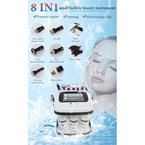 8 in 1 Deep Cleaning Face Lifting Multifunctional Rf Microdermabrasion Hydro Facial Machine