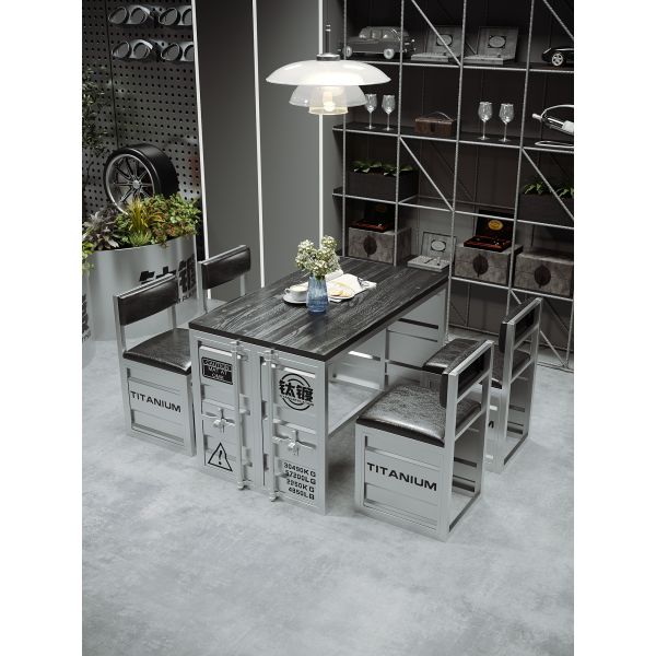Durable Iron Table Chair Set Custom Size Industrial Tables And Chairs For Bars Tea Houses