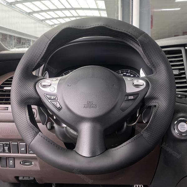 Custom Hand Stitched Orange Steering Wheel Cover for Infiniti FX FX30d FX35 FX37 FX50 QX70 Juke F15 2010-2019