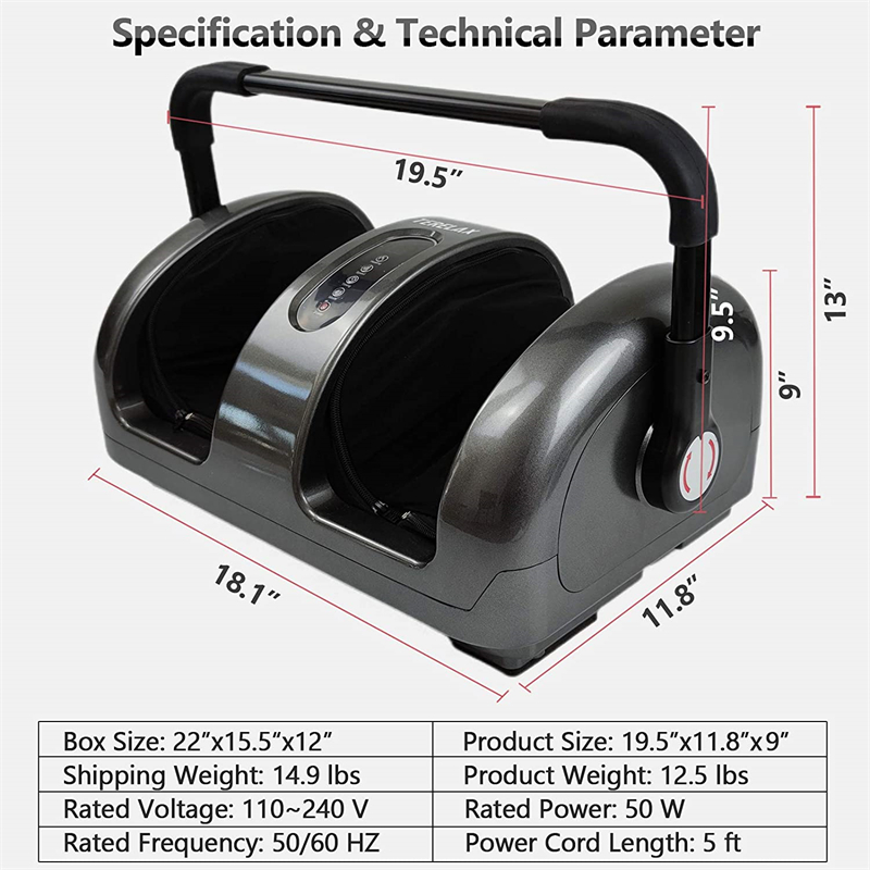 New Foot Massager Machine 360 Pivot Angle Remote Controller Rolling Kneading Electric Leg&Foot Massager with Heating