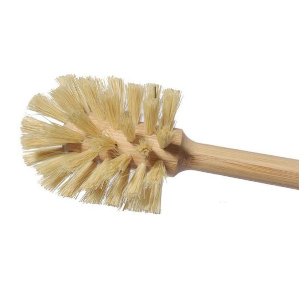 O sisal natural eriça o banheiro de madeira esfrega a escova de limpeza de bambu do toalete da escova