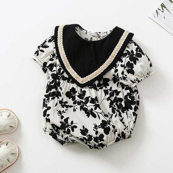 Wholesale Baby Boy Romper Sets Summer Plain Organic Baby Girl Jumpsuit Bodysuit with head hoop