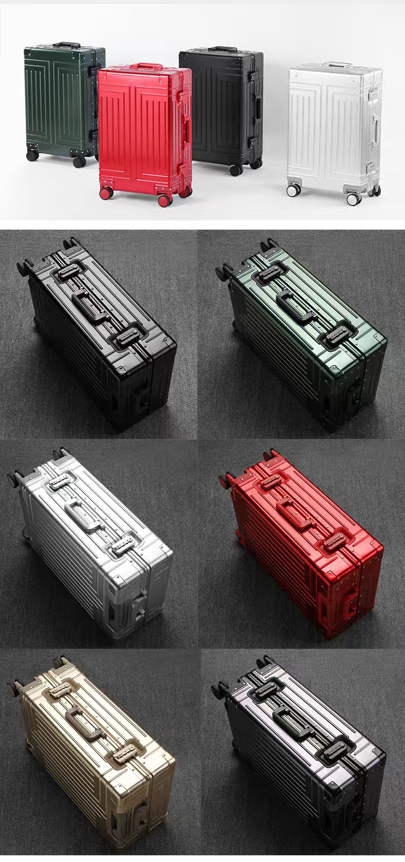 Soft Handle Four Wheel Suitcase Luxury 360 Degree Rotating Carry On Luggage Tsa Lock