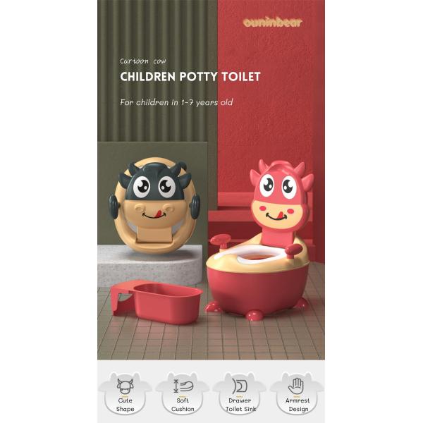 Cow Shape Customized Logo Dark Green Red Potty Training Toilet