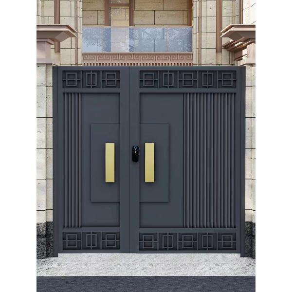 Внешнее оформление черный вход двойная дверь из нержавеющей стали кованое железо дизайн главные ворота