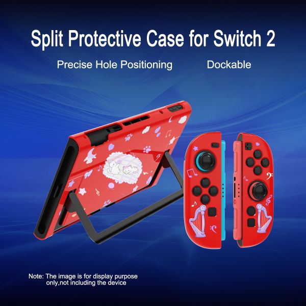 Red Detachable Cartoon Girl Protective Case for Nintendo Switch 2 & PC - Two-Piece Hard Shell Cover