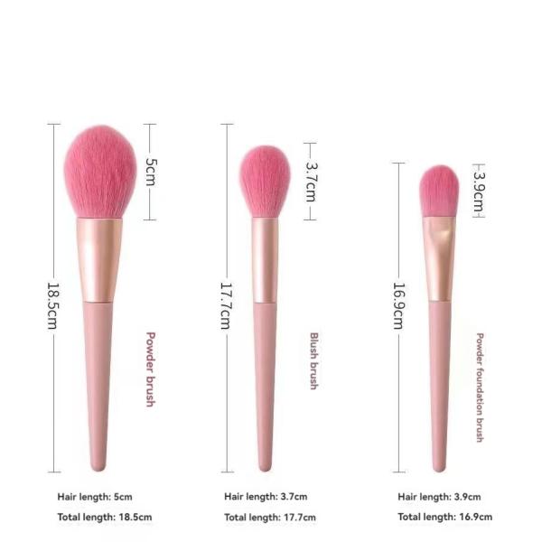 Soft Powder Blush Eyeshadow Brush Beauty Kit with 7-Piece Nude Pink Makeup Brush Set