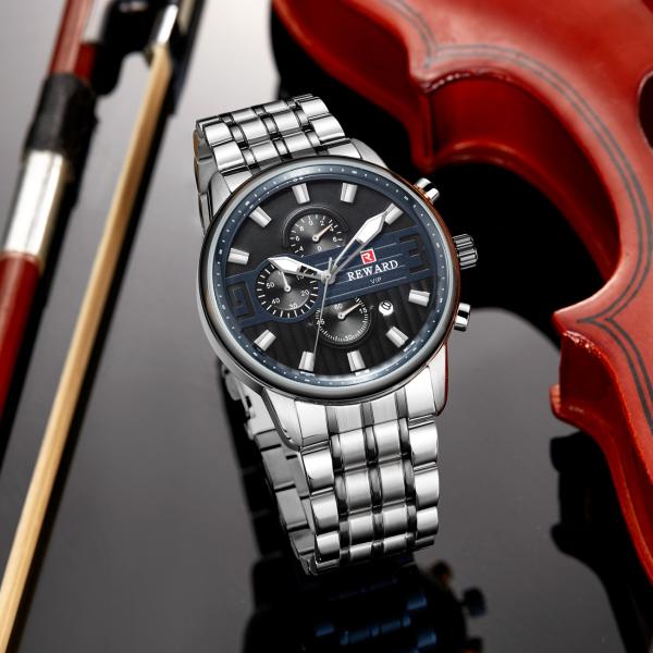 IP Coating Color Mens Stainless Steel Watches 2.5D Chronograph Quartz Movement