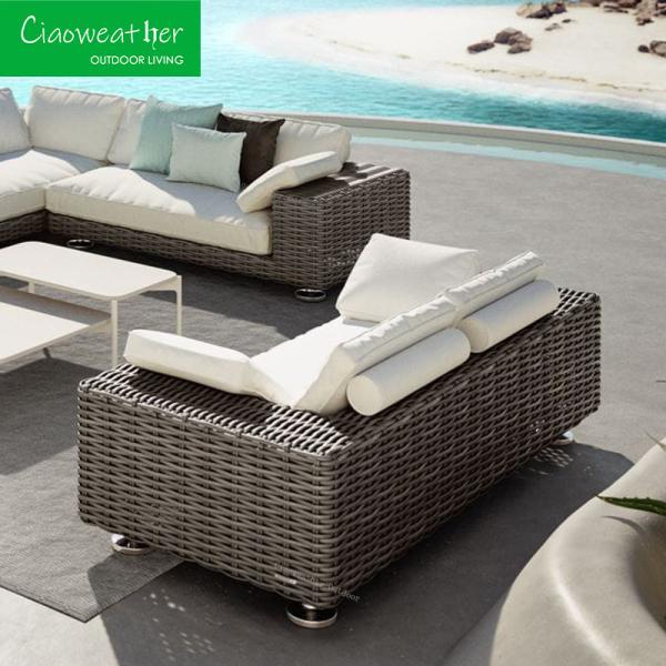 Modern Patio Furniture Aluminum Frame Garden Sofa Set for Outdoor Double Seating