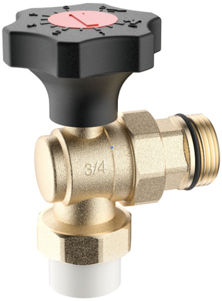 3711 Graduated Handwheel Brass Angle Ball Valve DN20 Flowrate Precisely Adjustable with PP-R Adapter x Flex. Male Nipple