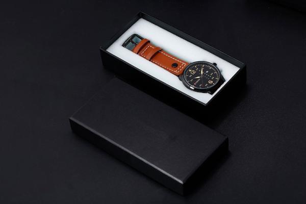 Hot Stamping Mens Leather Watch Box , Watch Gift Box Inside White Foam Materials