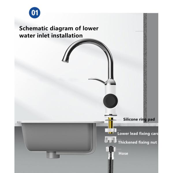 3-5s Instant Heater Electric Hot Water Tap Bathroom Kitchen Use 2-3L/Min