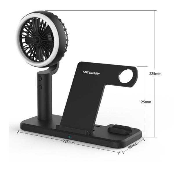 15w Fast Wireless Charger with Cooling Fan and Adjustable Phone Dock in PC Fireproof Material