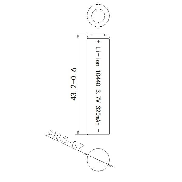 AAA Lithium Ion Rechargeable Battery Cell Icr10440 Batteries 3.7V 350mAh