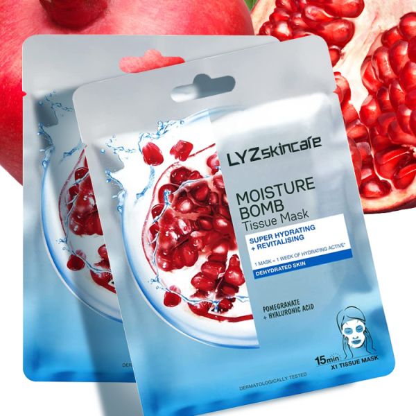 Lyz Cuetom Custom Logo Organic Pomegranate Face Pure Natural Anti-Aging Anti-Oxidation Whitening Moisturizing Free Home Sheet