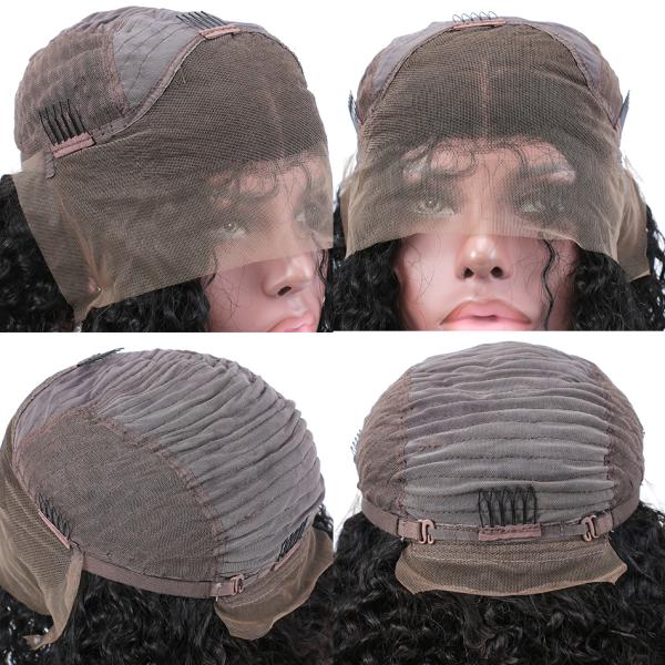 Natural Curly Short Front Lace Human Hair Bob Wigs For African American