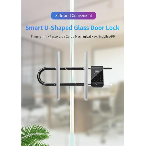 U Bracket Smart Glass Door Lock Electronic Digital Fingerprint Aluminum Materail