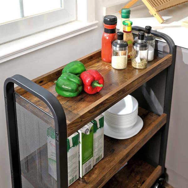 Serving Cart On Wheels, Narrow Kitchen Trolley, Industrial Design Rolling Cart, Small Rolling Cart, LRC66BX