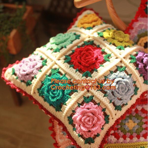 The good hand exclusive retro handmade crochet Mori stereo flower Retro Red Edge pillow